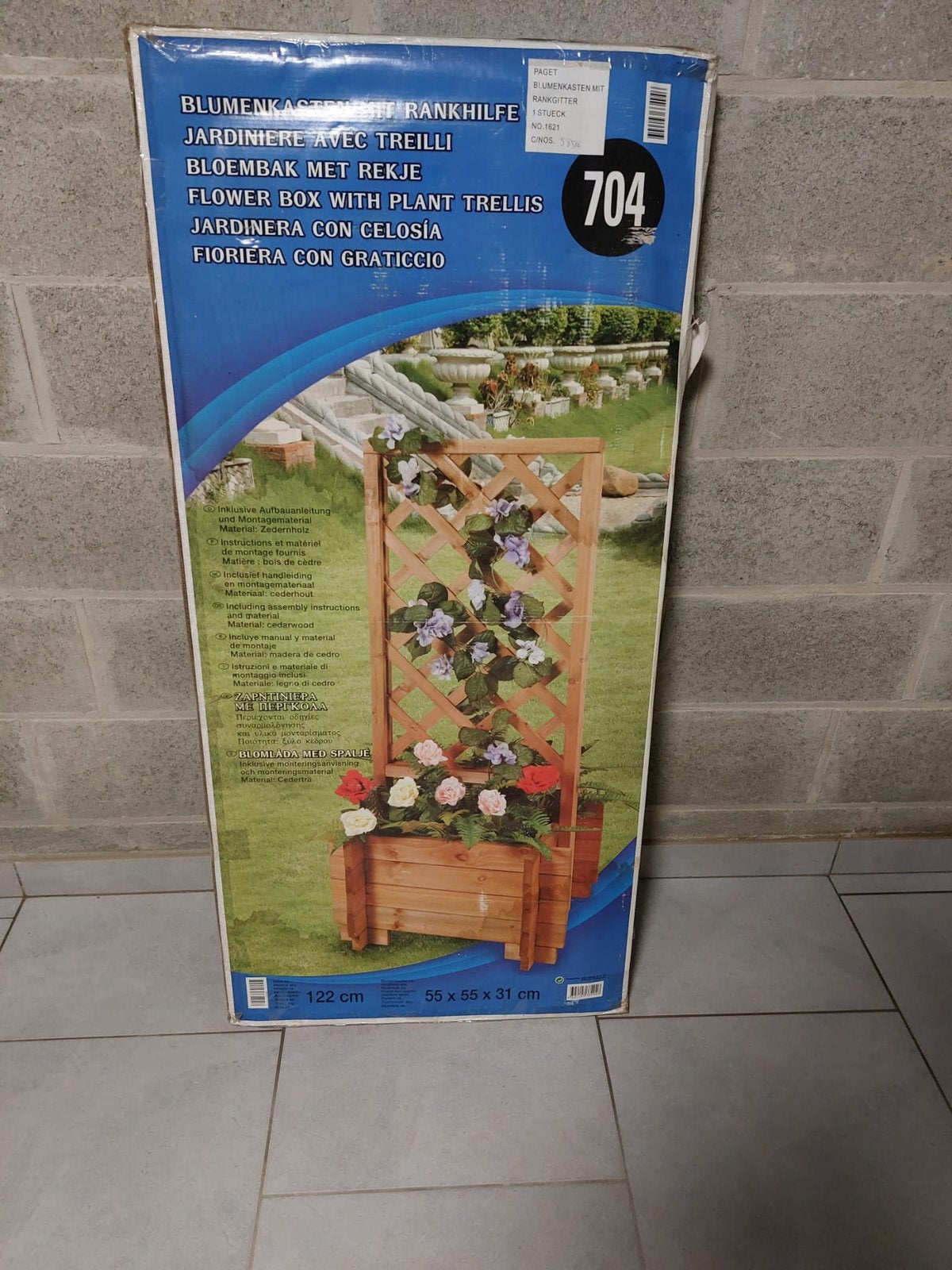 Houten bloembak — Nieuw in verpakking — 75€, Tuin en Terras, Bloembakken en Plantenbakken, Nieuw, Hout, Binnen, Ophalen