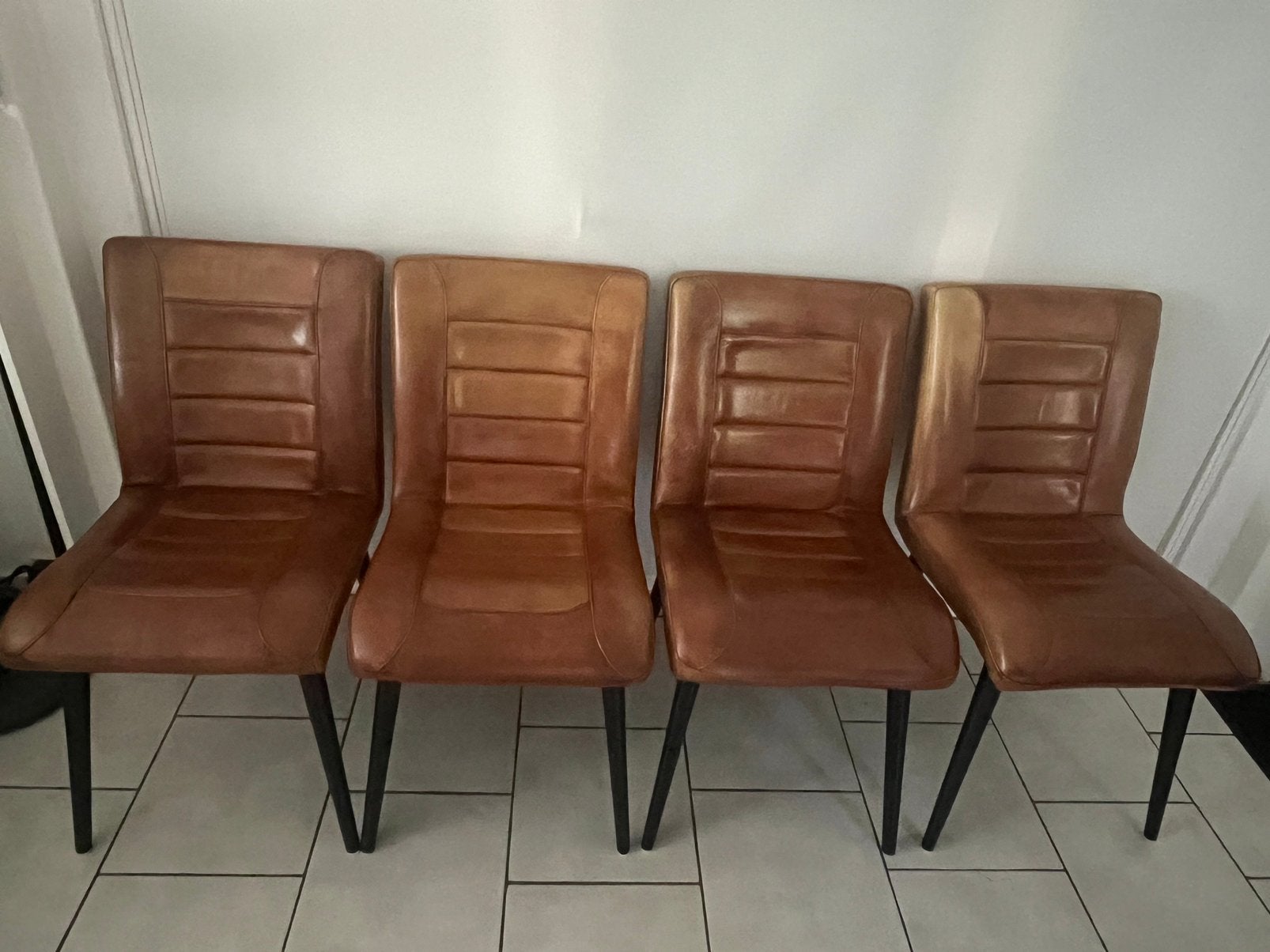 Chaises salle à manger, Maison & Meubles, Enlèvement, Comme neuf, Brun, Cuir