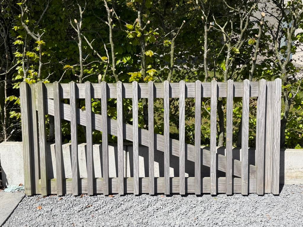 Tuinhek massief hout, Tuin en Terras, Ophalen, Zo goed als nieuw, Hout, Tuinhek