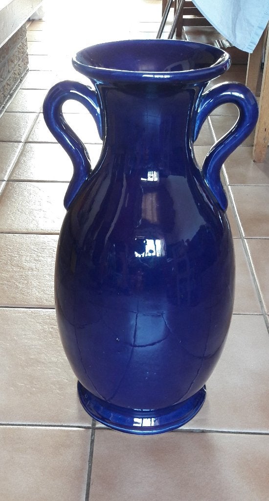 Vase vintage bleu, Enlèvement, Utilisé, Pierre/céramique, Bleu