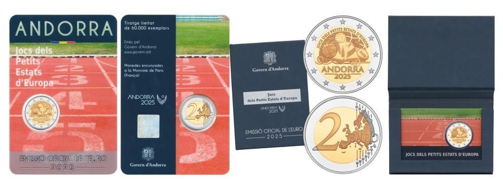 2 euro Andorra 2025 Spelen Kleinstaten BU en PROOF, Ophalen of Verzenden, 2 euro