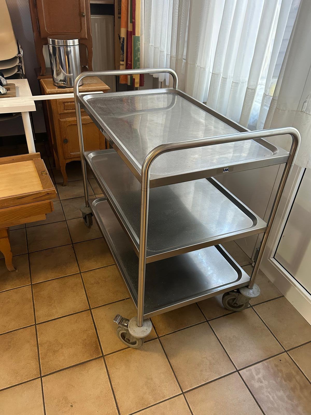 : Inox Serveerwagen / Keukenwagen 3 Etages, Ophalen, Zo goed als nieuw