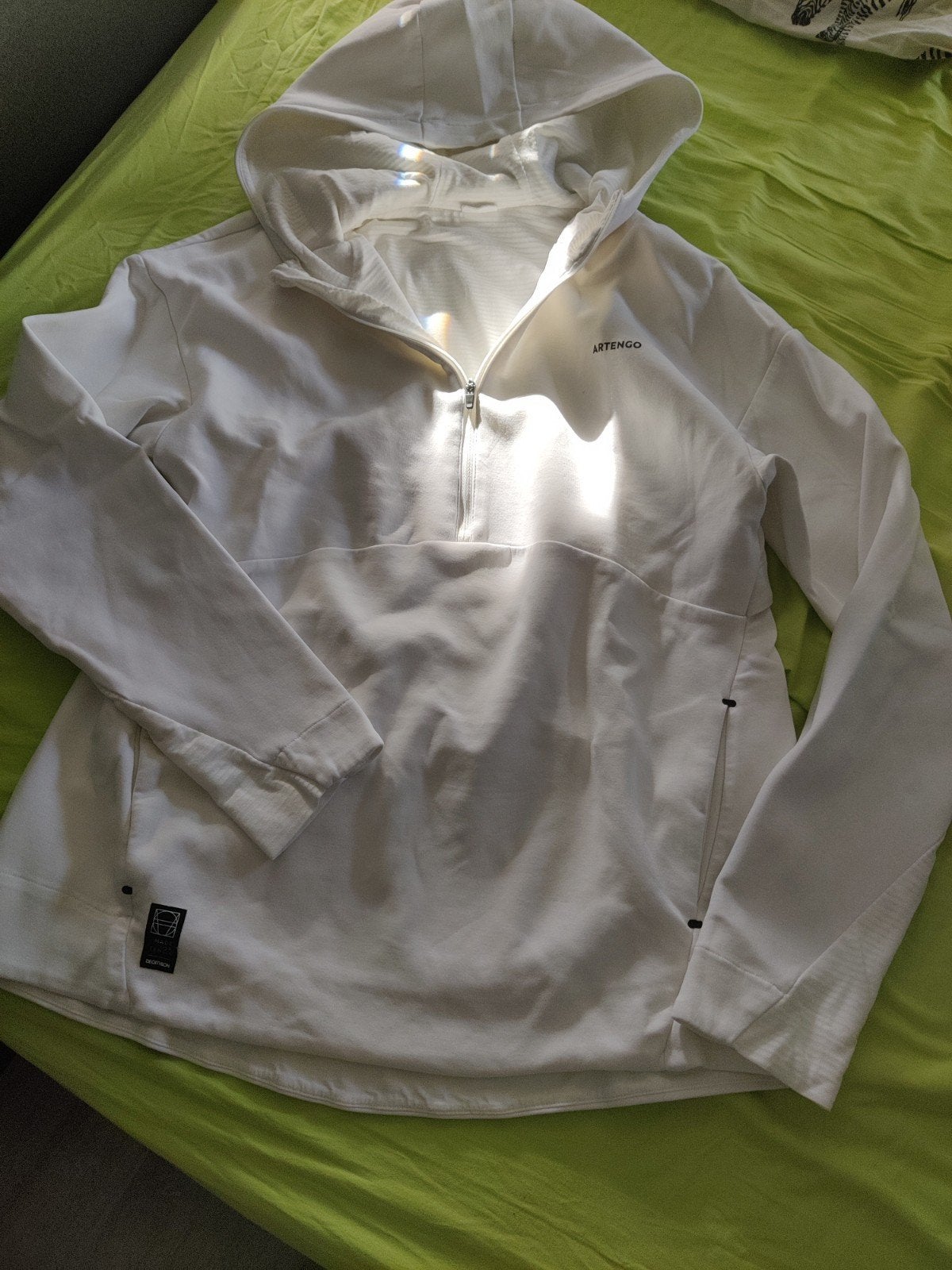 witte artengo hoodie met rits en twee zakken, Taille 38/40 (M), Sport de raquette, Porté, Blanc
