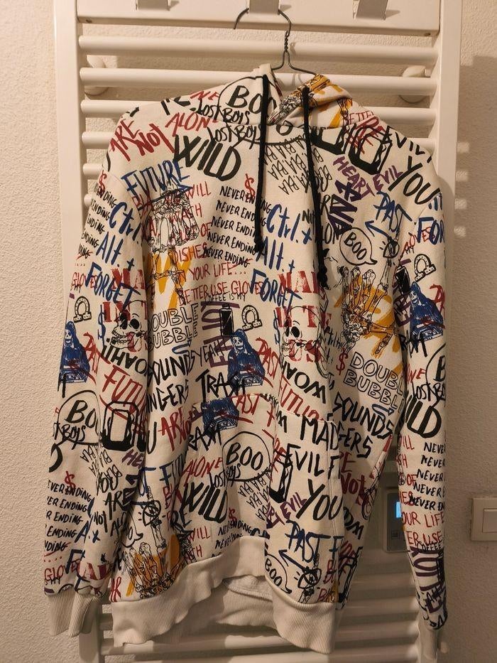 Sweat à capuche original avec motifs graphiques multicolores, Envoi, Neuf, Artistique