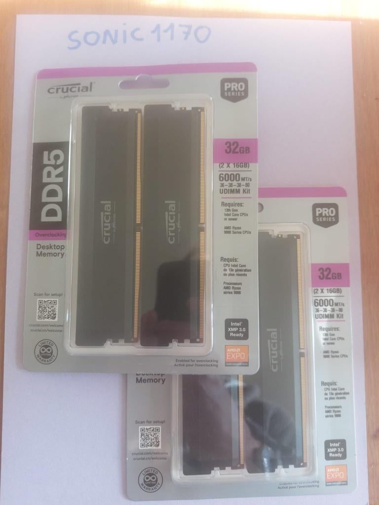 Crucial Pro 2x16go DDR5 modèle noir CL36, Informatique & Logiciels, Neuf, 32 GB, Enlèvement ou Envoi, Desktop