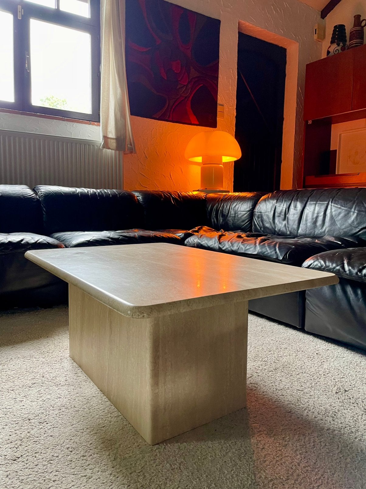 Table basse en travertin, Maison & Meubles, Midcentury Modern, 50 à 100 cm, Enlèvement, Utilisé