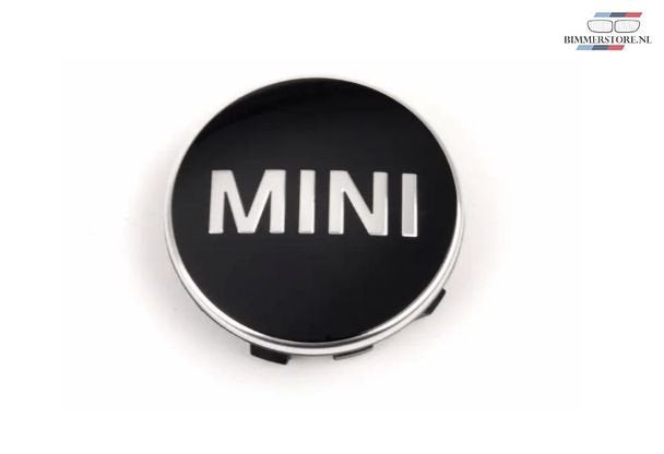 Mini naaf embleem logo zwart chrome 56 mm nieuw 36136857149, Neuf, -, -, -