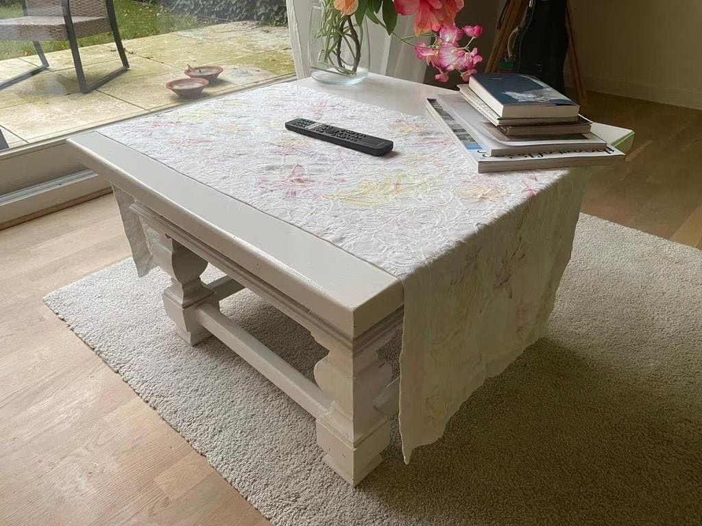 Houten salontafel met schuif, Ophalen, Gebruikt, Vierkant