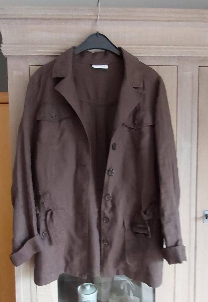 Bruin linnen vestje maat 46 Jessica., Enlèvement ou Envoi, Taille 46/48 (XL) ou plus grande, Brun