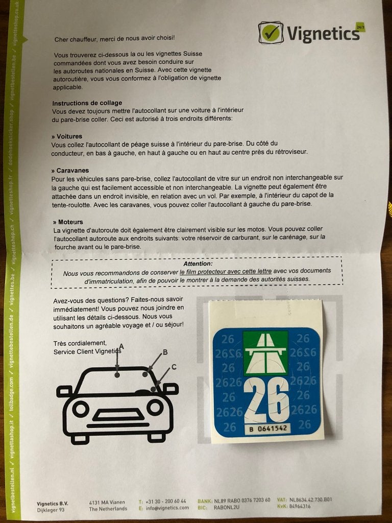 Vignette autoroutière suisse 2026, Tickets & Billets, Une personne