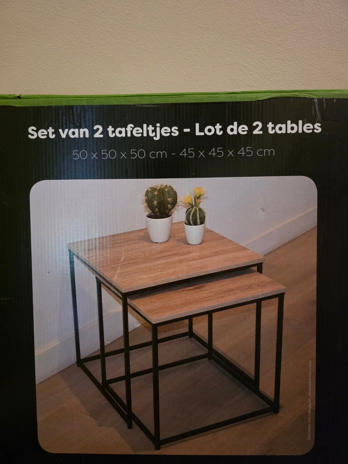Set van 2 tafeltjes - 50x50x50 cm en 45x45x45 cm, Overige materialen, Vierkant, Nieuw, Ophalen of Verzenden