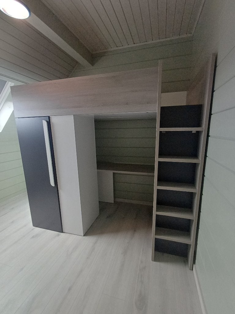 Lit mezzanine avec bureau et placard, Enlèvement, Utilisé, Lit mezzanine