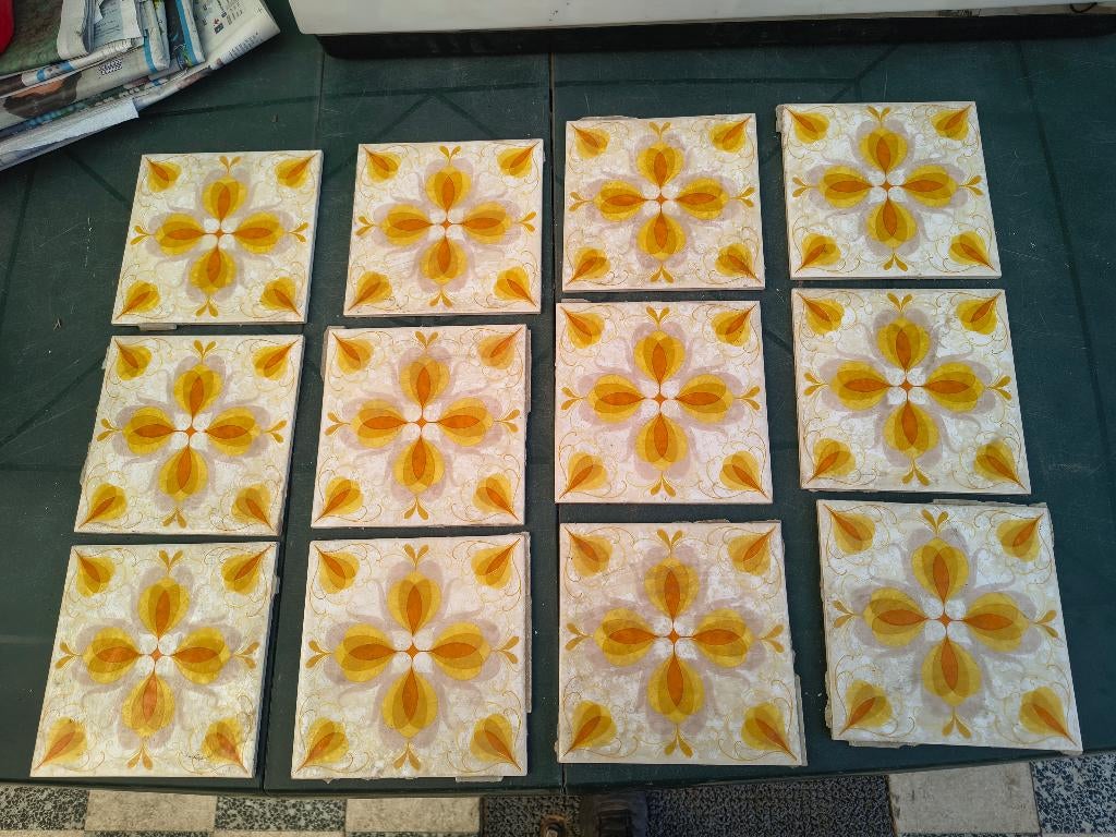 Vintage keukentegels (12 stuks), Ophalen, Gebruikt, Hardsteen, Wandtegels