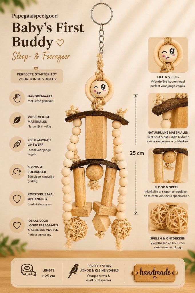 Papegaaispeelgoed – Baby’s First Buddy | Sloop- & Foerageer, Verzenden, Nieuw, Speelgoed