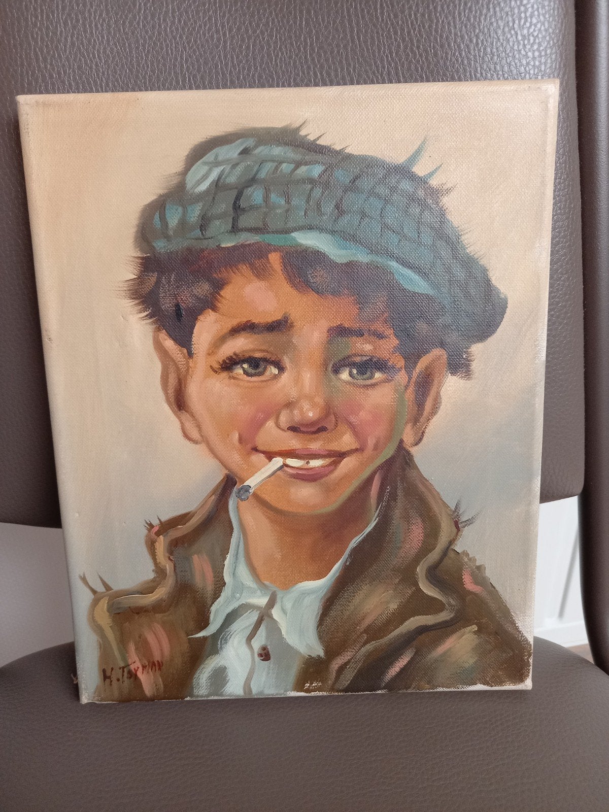 Olieverfschilderijtje H ToPman 30cm/24cm, Antiek en Kunst, Ophalen of Verzenden