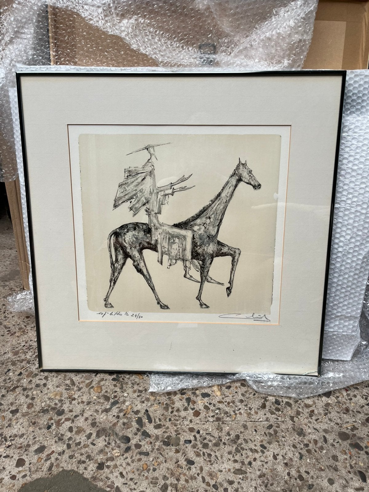 lithographie Don Quichotte artiste Rémy Cornelissen, Enlèvement, Lithographie