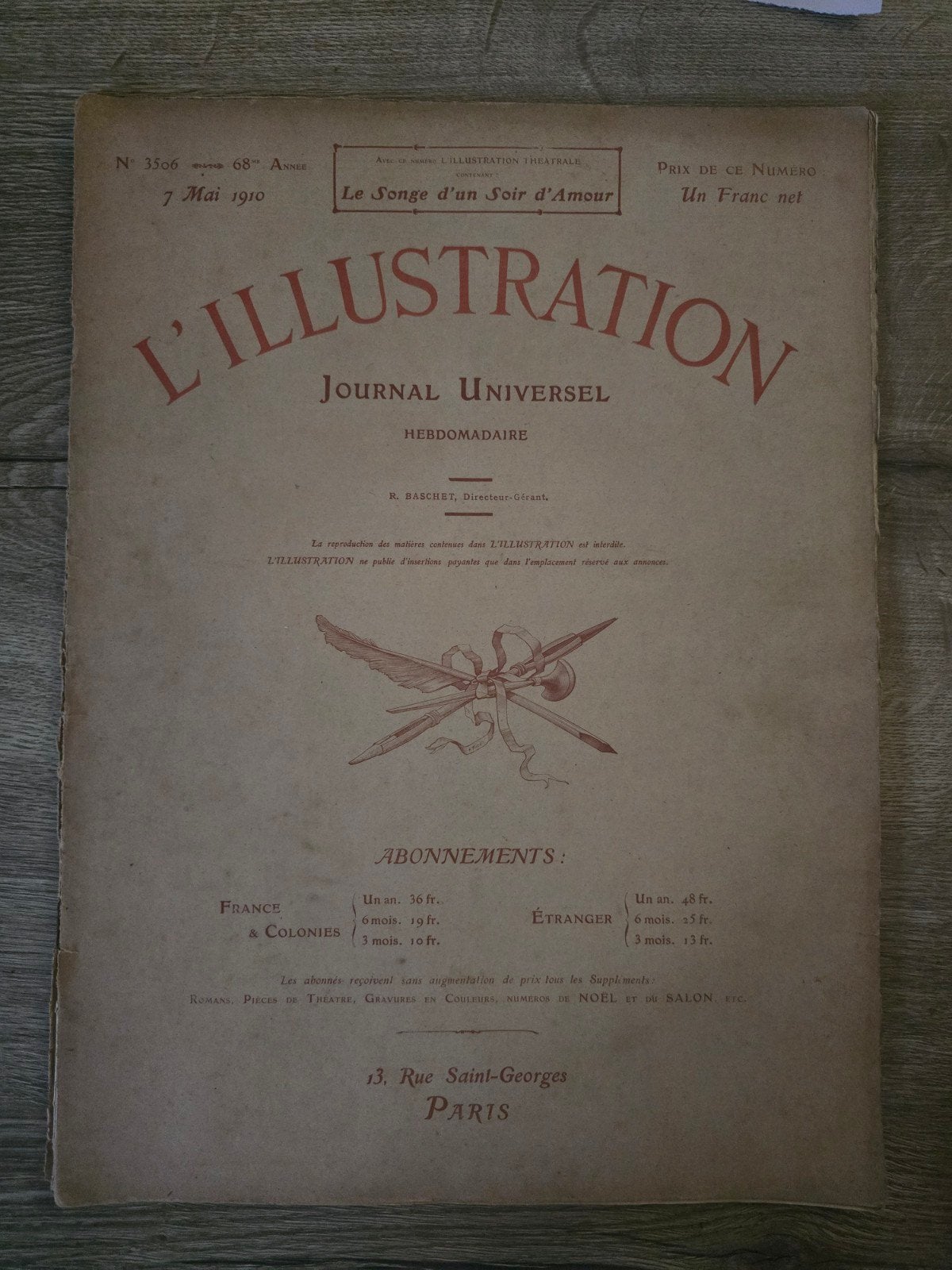 Tijdschrift L'illustration , nr 3506 , 7 mei 1910 , 21 blz., Ophalen of Verzenden