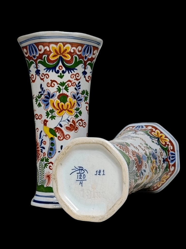 Boch - Paire de Vases "Cornet" Boch Keramis. Fin 19e Siècle., Antiquités & Art, Enlèvement ou Envoi