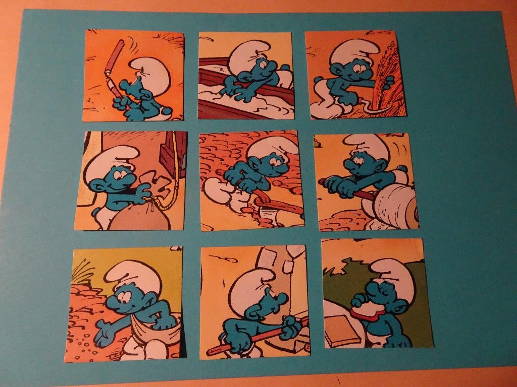 9 Autocollants Schtroumpfs - Le pain, Enlèvement ou Envoi, Comme neuf, Différents Schtroumpfs, Bande dessinée