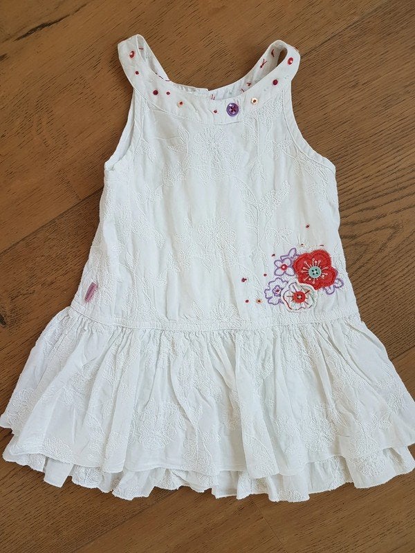 CATIMINI - Jolie robe blanche brodée - T.23 mois/86 cm, Robe ou Jupe, Enlèvement ou Envoi, CATIMINI, Utilisé