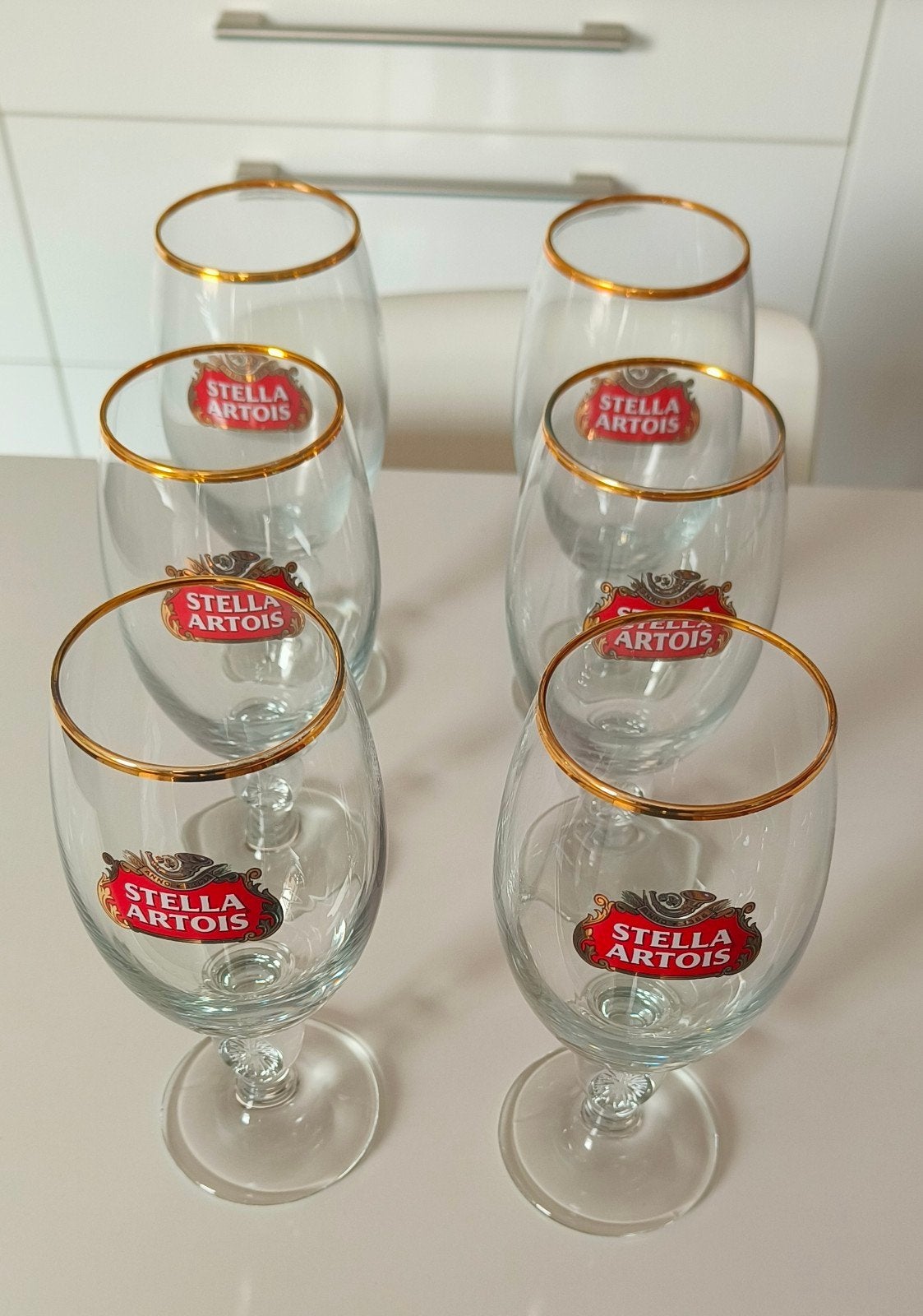 6 Verres Stella Artois sur pied vintage., Enlèvement