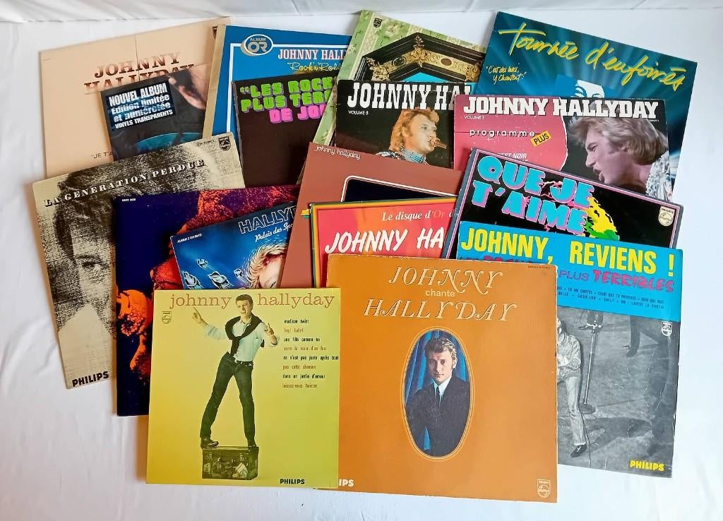 Johnny Hallyday - Lot de 17 disques vinyl 33 tours, Enlèvement, Utilisé