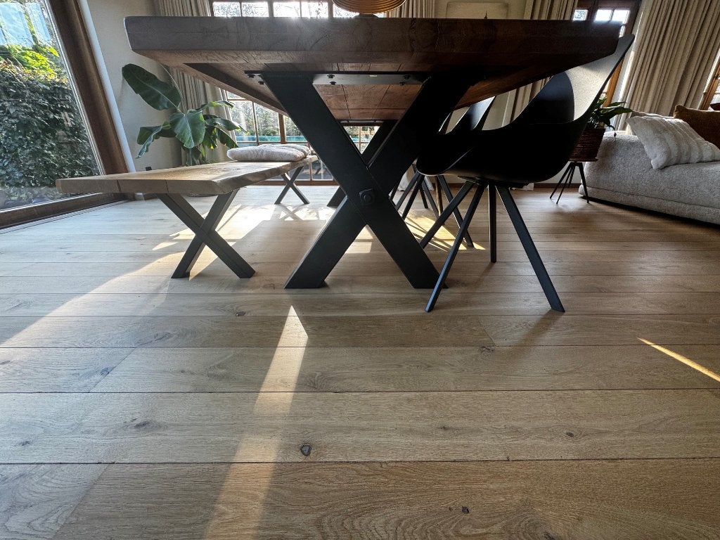 Eetbank in teak, Huis en Inrichting, Ophalen, Zo goed als nieuw, Industrieel, 4 tot 6 stoelen