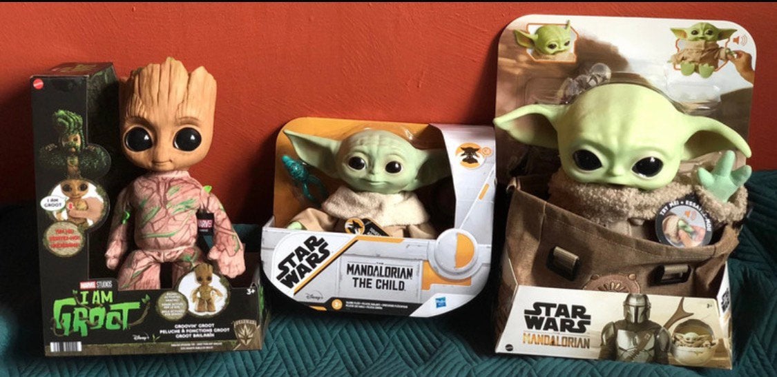3 Poupées Interactives Neuves Groot & 2 Mandalorian Child, Enlèvement, Neuf