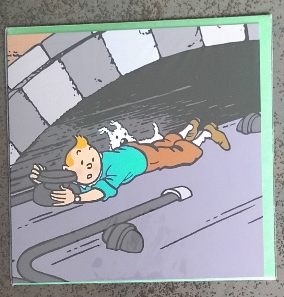 Carte postale double : Tintin - Train, Enlèvement