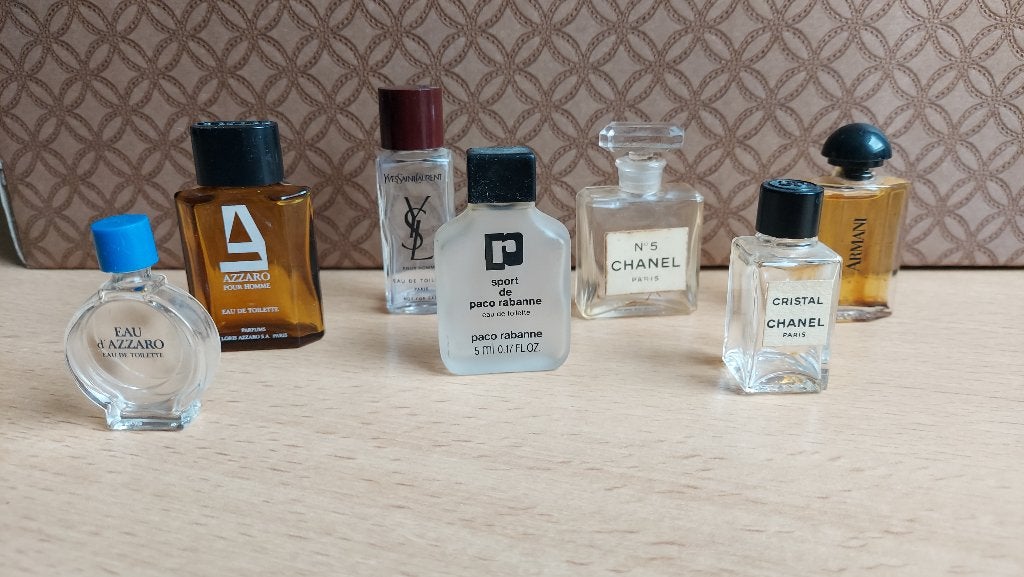 Lot 7st vintage Parfumminiaturen LEEG (o.a YSL, Armani,), Enlèvement ou Envoi, Utilisé, Miniature