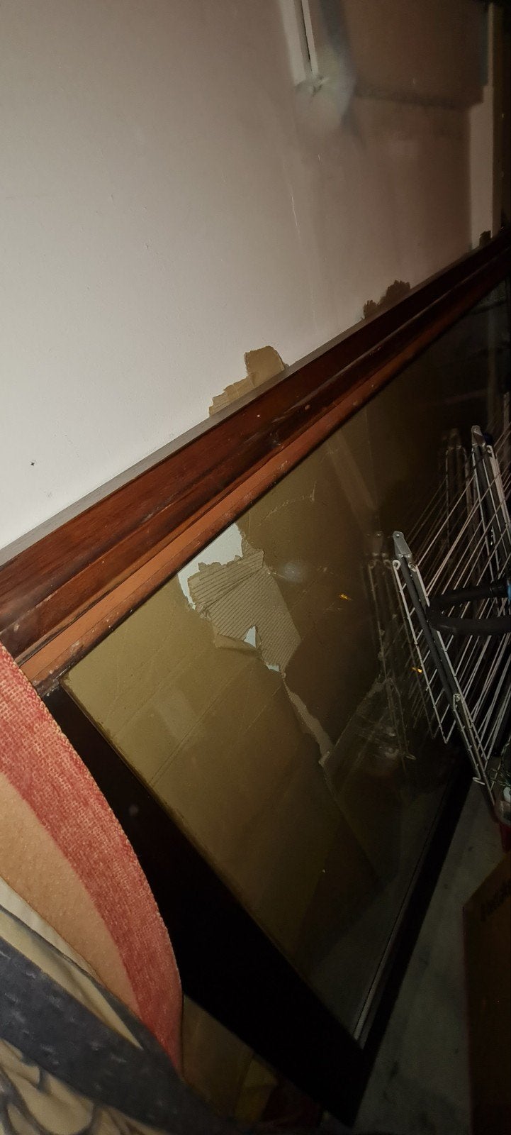 Groot raam voor veranda of serre. Dubel glas,hout,en handvat, Ophalen