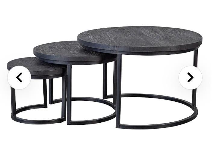 Salontafel in zwart mangohout, Moins de 50 cm, Rond, Comme neuf, Enlèvement