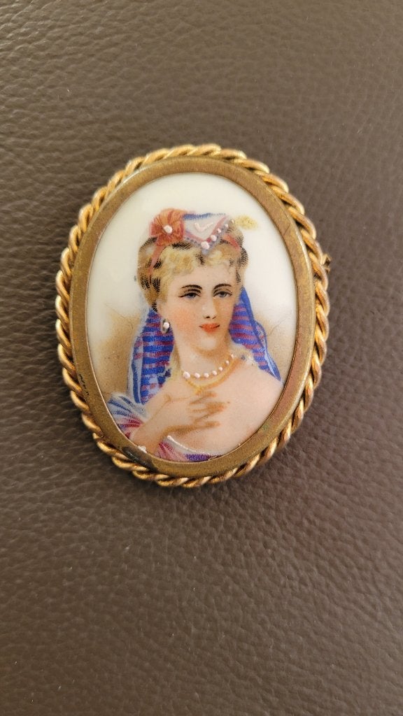 Vintage Franse Limoges Broche, Enlèvement, Utilisé, 4 à 7 cm, Or