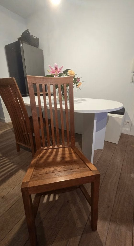 Set van 6 houten eetkamerstoelen – landelijk & karaktervol, Huis en Inrichting, Ophalen, Bruin, Vijf, Zes of meer stoelen, Hout