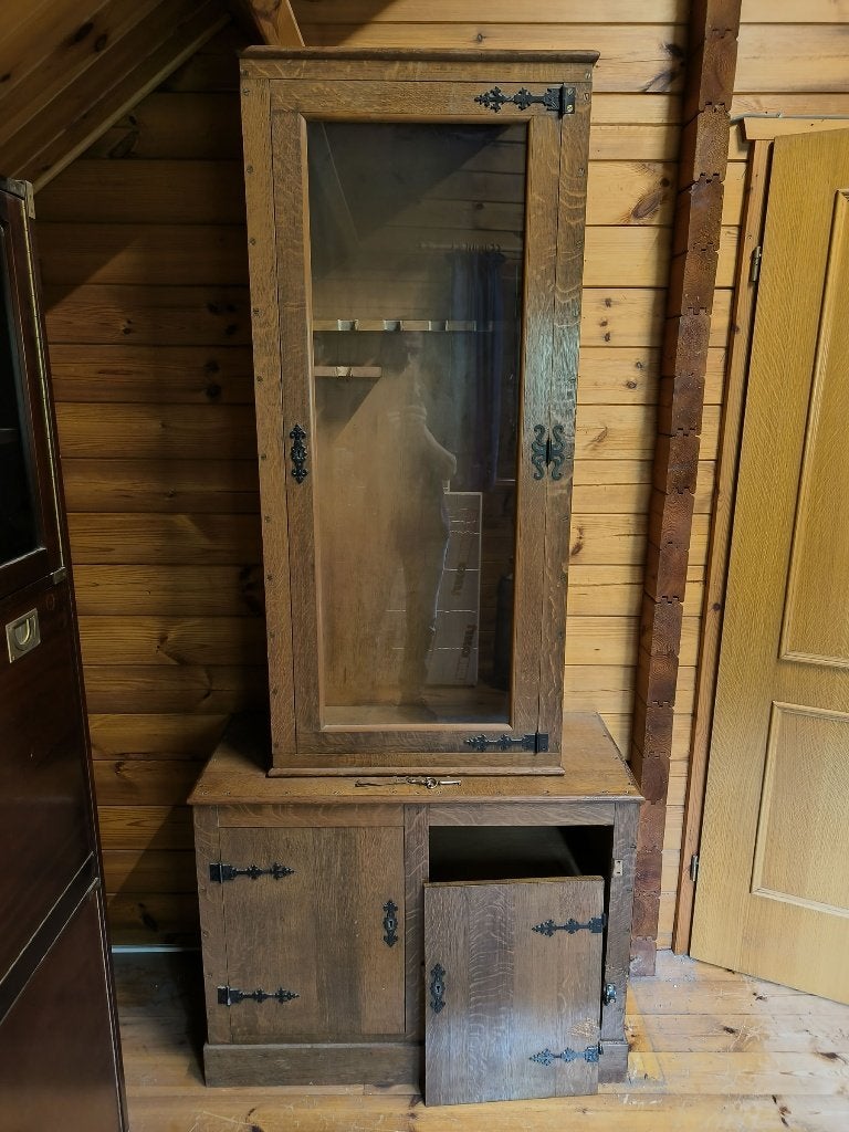 Vitrinekast in Massief Hout, Ophalen, Gebruikt, Met deur(en), 200 cm of meer