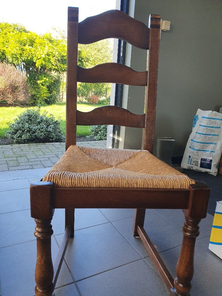 10 houten eetkamerstoelen, Ophalen, Gebruikt, Bruin, Hout