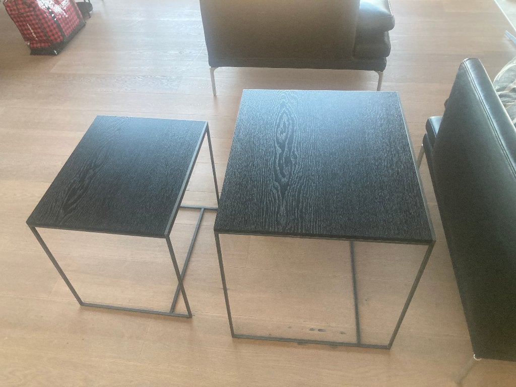 2 bijzettafels Cube Gigogne Interni, Strak minimalistisch, 55 tot 75 cm, Zo goed als nieuw, Rechthoekig