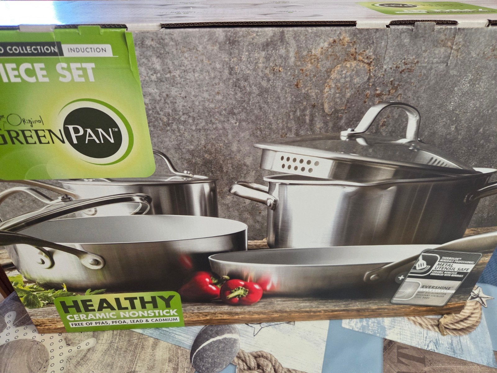 NIEUW: GreenPan Venice Pro 3-Ply RVS set (Inductie/oven), Ophalen, Koper, Nieuw, Pannenset