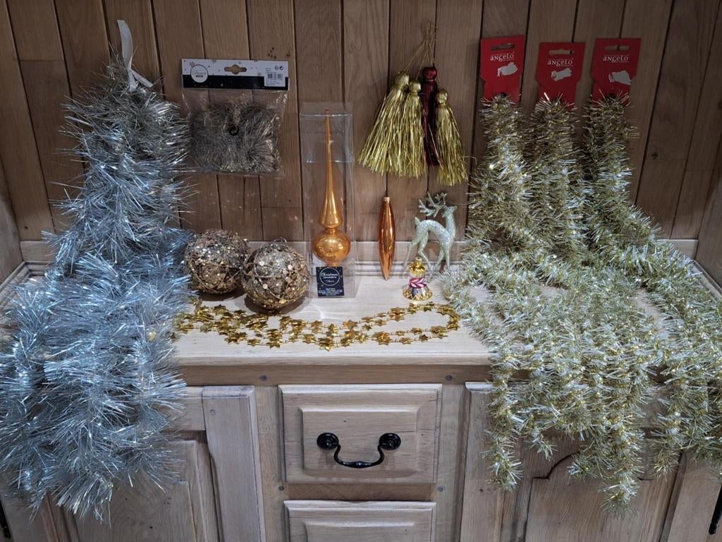 Set Kerstgerief met kerstballen, piek, slingers, deco, Ophalen of Verzenden