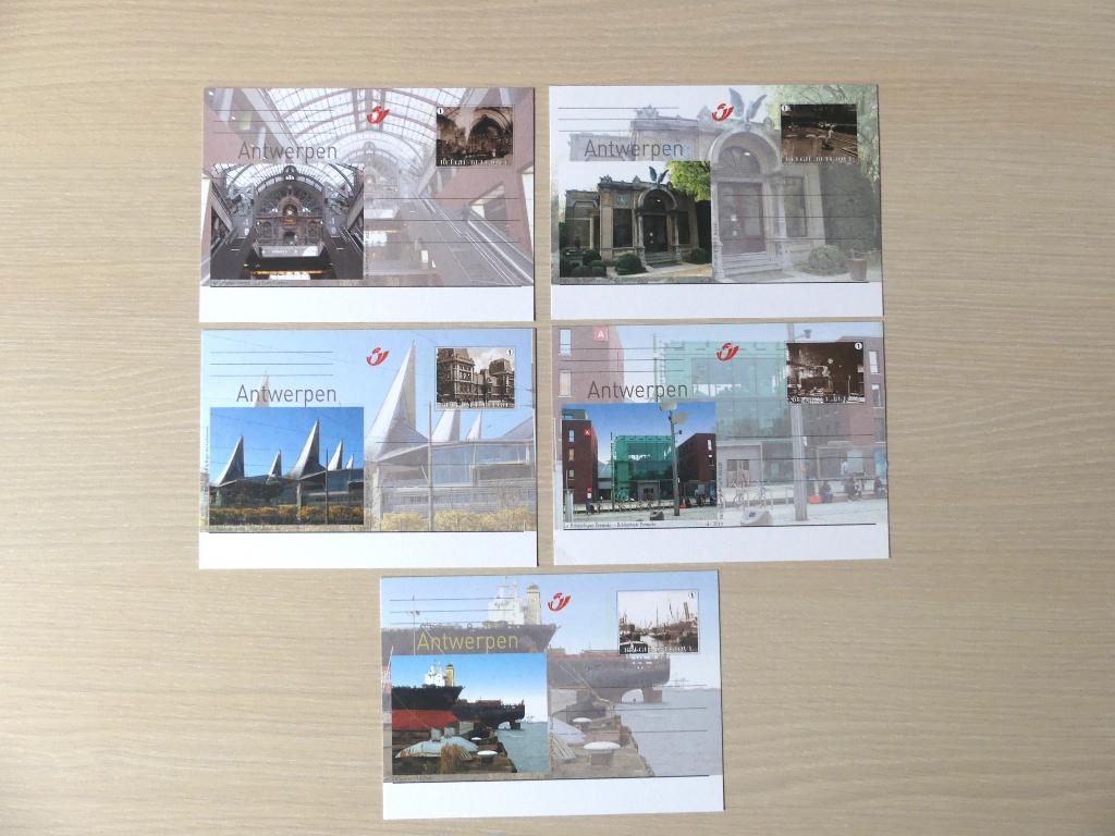 2010 - BK196/200 : 5 Geïllustreerde briefkaarten ANTWERPEN, Postzegels en Munten, Postzegels | Europa | België, Postfris, Ophalen of Verzenden