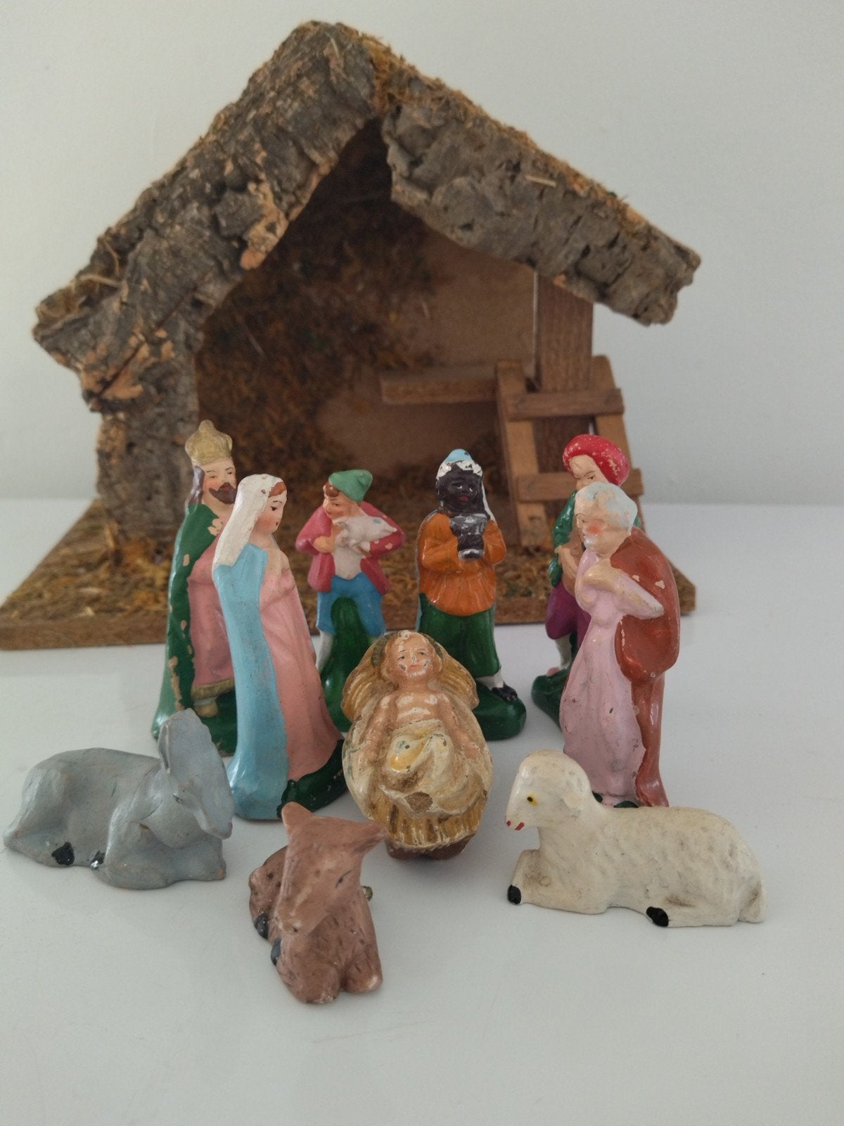Crèche de Noël des années 1960/1970 - 10 santons, Enlèvement ou Envoi, Utilisé