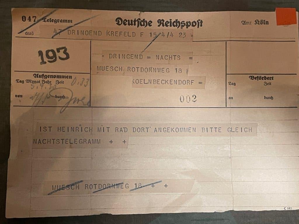 Télégramme du Deutsche Reichspost de 1939, Enlèvement ou Envoi