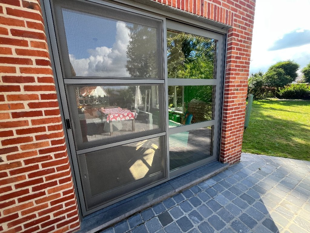 Reynaers aluminium hefschuifdeur + vliegenraam + rolluik, Ophalen, 225 cm of meer, Aluminium, Zo goed als nieuw