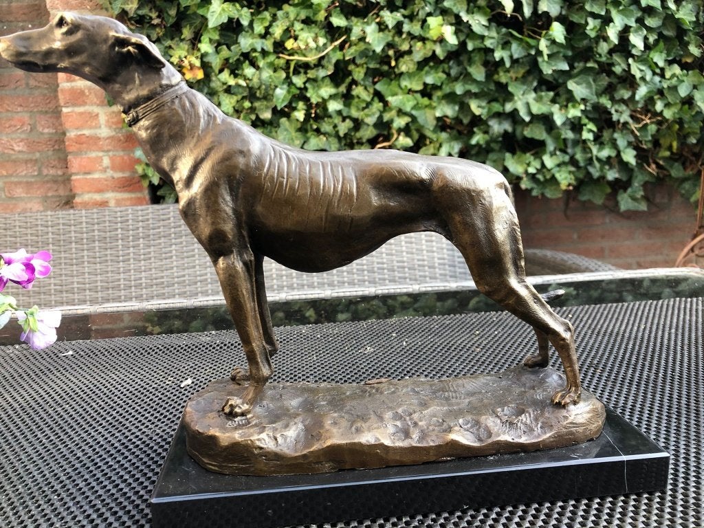 bronzen sculptuur greyhound windhond hond, Antiek en Kunst, Ophalen of Verzenden, Brons, Beeld