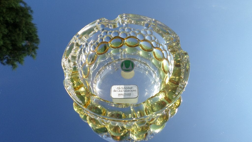Walther glazen asbak met bubbels, Antiek en Kunst, Ophalen of Verzenden