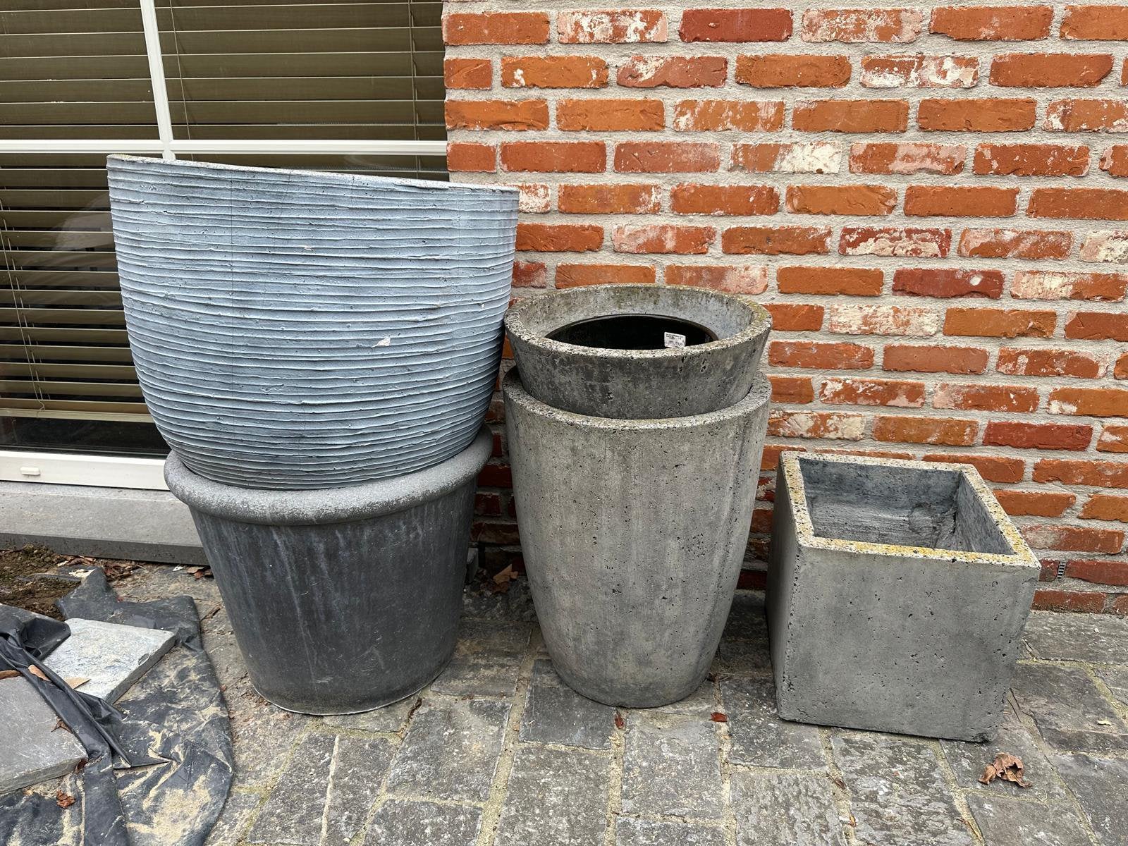 Set bloempotten, Tuin en Terras, Ophalen, Steen, Gebruikt, Balkon