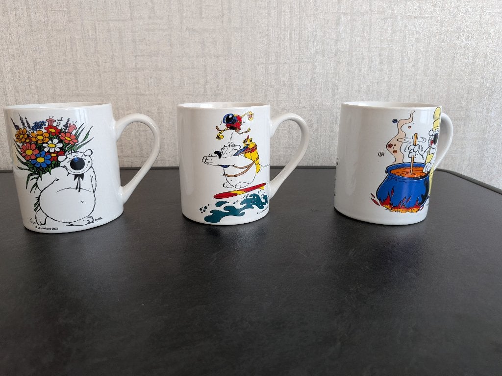 3 Mokken Dommel (Le Lombard 2002), Verzamelen, Ophalen, Overige figuren, Gebruikt, Gebruiksvoorwerp