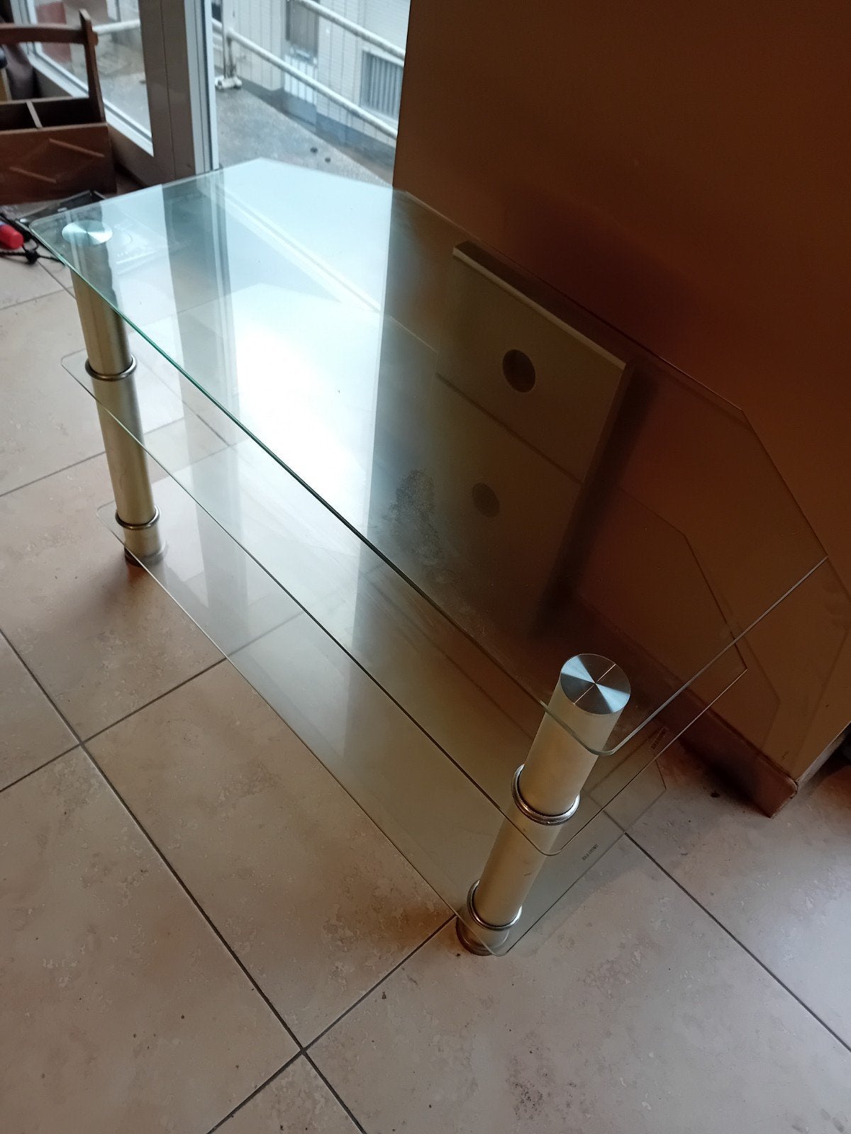 glazen TV tafel, Ophalen, Gebruikt, 50 tot 100 cm, Glas