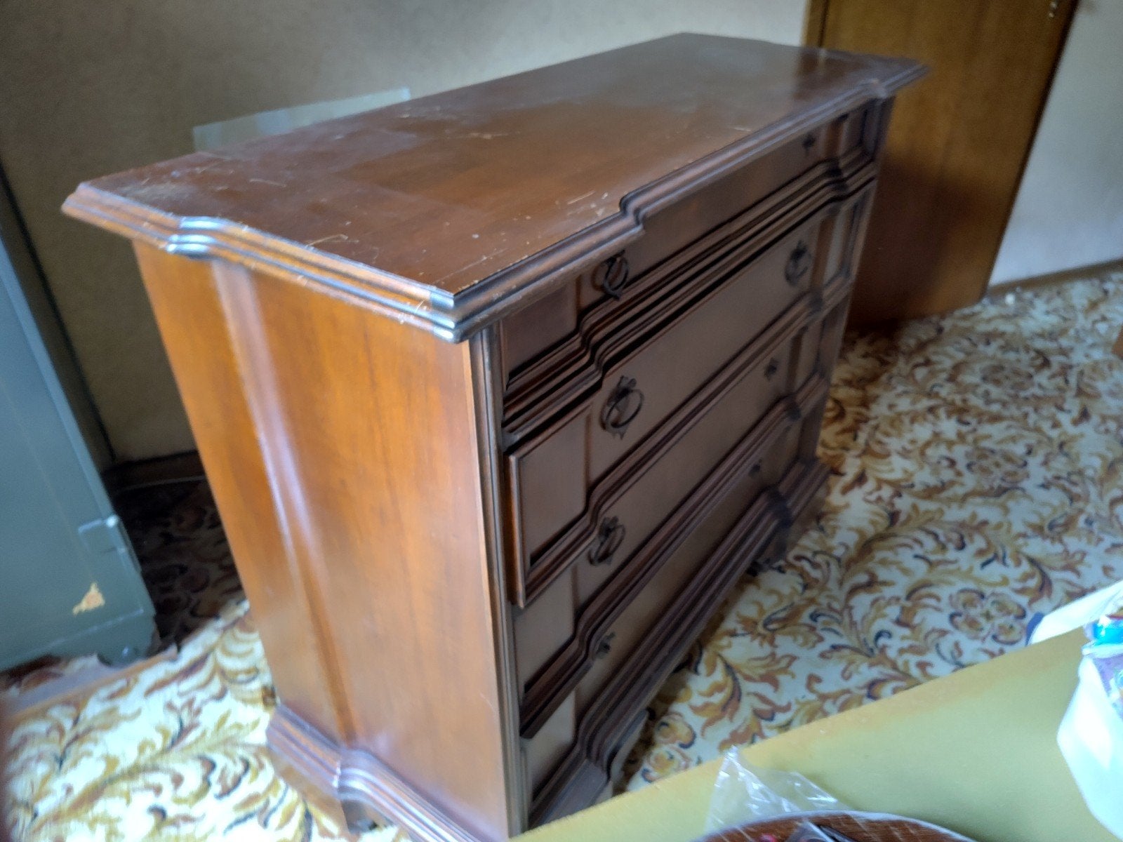 Vintage houten commode + 2 bijpassende nachtkastjes, Huis en Inrichting, Kasten | Ladekasten, Ophalen