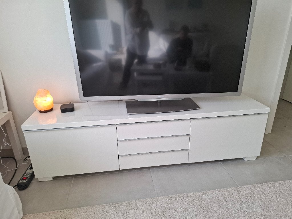 Meuble TV IKEA Bestå Burs — Blanc brillant (180 cm), Minimalistische Scandinavisch, 25 à 50 cm, Moins de 100 cm, 150 à 200 cm